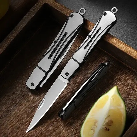 Outdoor Knife Hunting Knives Camping High Quality Profesional Self-defense  Multifunctional Portable Switch Blade Fruit Knife
