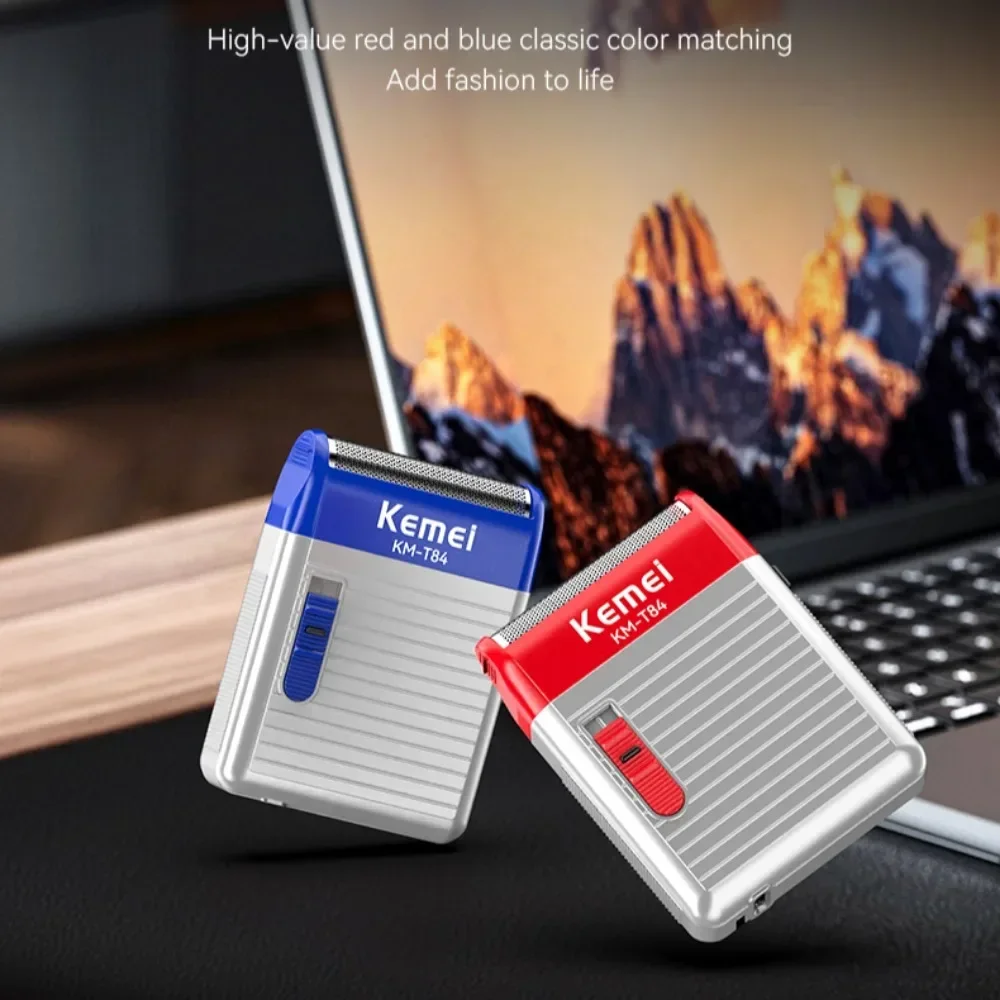 

Мини-электробритва Kemei KM-T84 для мужчин, компактный USB-перезаряжаемый триммер, прецизионные сабельные лезвия, классический стильный дизайн