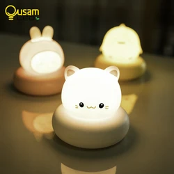 Luz recarregável da noite dos desenhos animados das crianças, Lâmpada do quarto, Baby Nightlight, Bonito para casa, Criança, USB, Presente de Natal