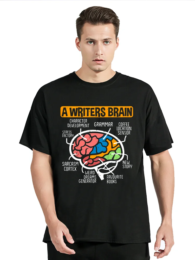 Writing Published Author Book Writers Brain T Shirt Summer Graphic Cotton Birthday Gifts T-shirt Men Clothing Oversized Tees Top