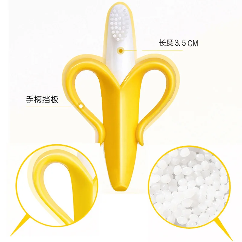 Silicone Baby Teether Toys BPA Free Safe Banana Teething Ring Toddler Chew Dental Care Toothbrush Nursing Beads Gift For Kids