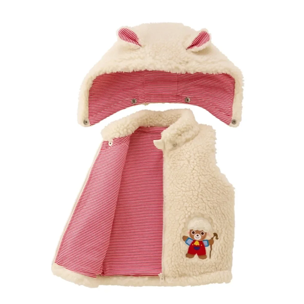 Children's Clothing baby girls coat boy tops kids jacket Lambskin warm Lamb shaped hat cartoon embroidered vest