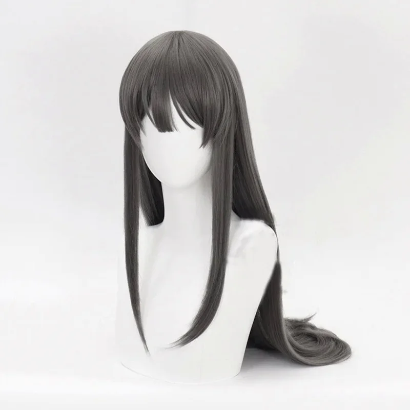 

Rascal Does Not Dream Of Bunny Girl Senpai Sakurajima Mai Cosplay Wig Synthetic Hair Long Straight Gray Hair Wigs Wig Cap