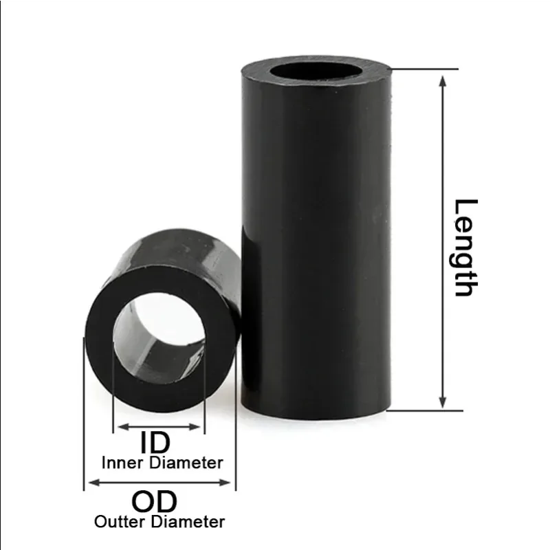 M5 M6 M8 M10 M12 Black ABS Non-Threaded Hollowed Nylon Spacer Round Hollow Standoff Washer PCB Board Screw