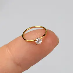 2PC Stainless Steel Hoop Earrings Round Crystal Zircon 20G Nostril Indian Nose Ring Studs Helix Cartilage Piercing Body Jewelry