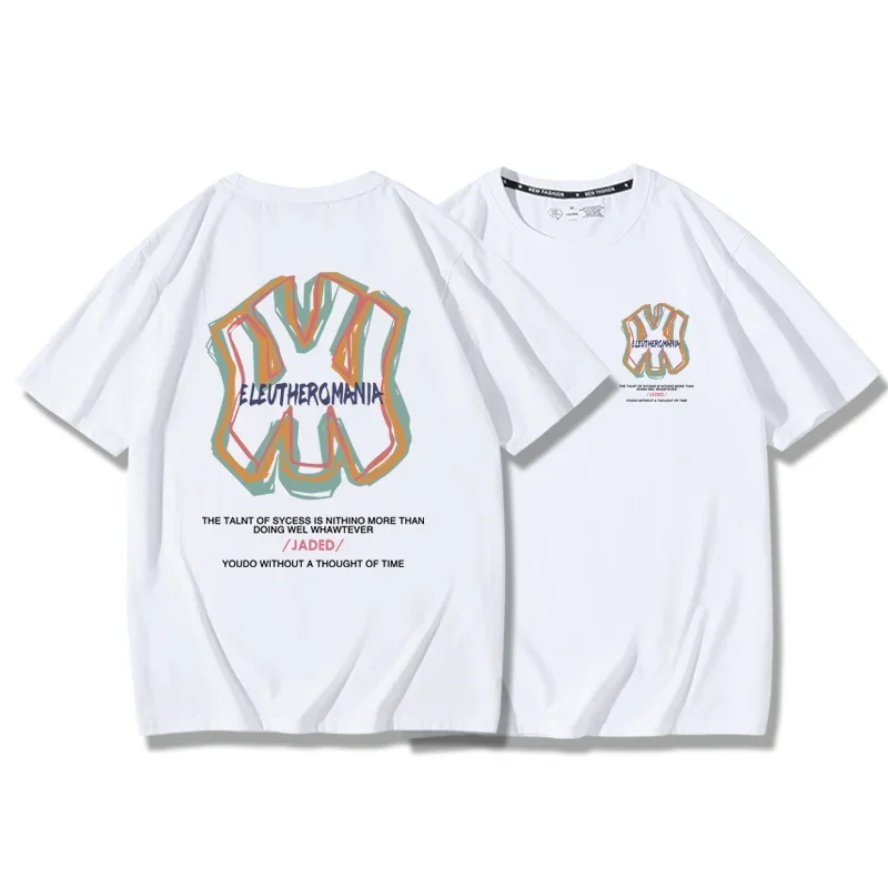 

Original Personalized Letter-style Short-sleeved T-shirt, 2025 New Style, Summer Loose Pure Cotton, Versatile for Couples.