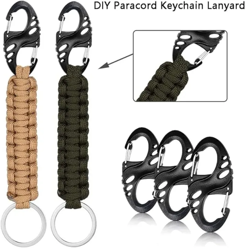 5/10pcs Portable Mini S-Type Carabiner Climbing Safety Hook Dual Buckle Plastic Steel Sport Outdoor Multifunction Accessories