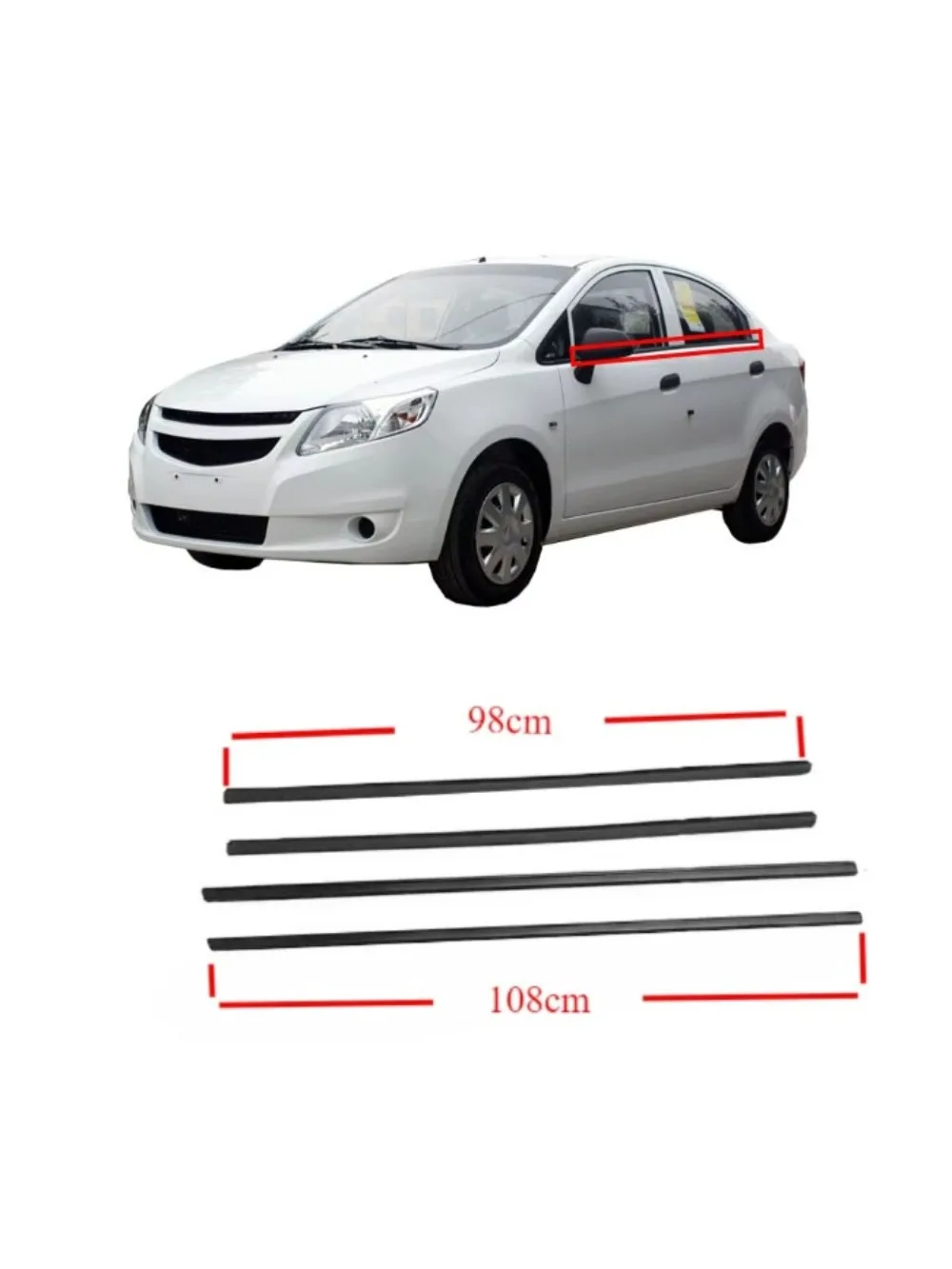 4-częściowa gumowa szyba zewnętrzna do Chevrolet Sail 2010-2014 Sedan Guma uszczelniająca do salonu paska pogodowego Sail — zdjęcie 2
