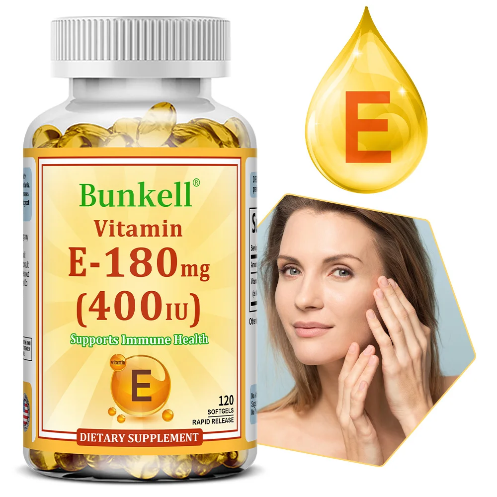 

Vitamin E Capsules 180MG Supports Immune System & Skin Nutrition - Natural Antioxidant - Dietary Supplement
