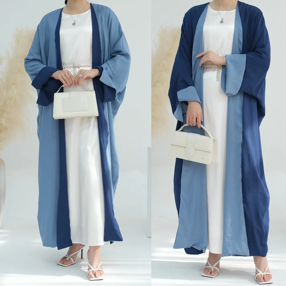 Kimono Reversible Open Abayas for Women Dubai Kaftan Muslim Maxi Dress Eid Djellaba Islam Jalabiya Kebaya Caftan Marocain Femme