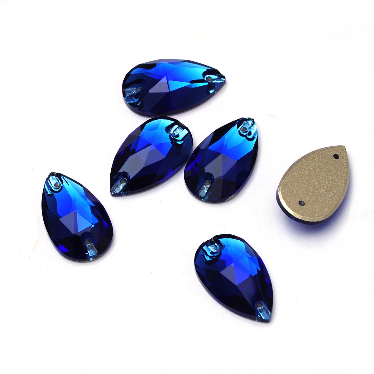Saphirkristall-Formen Glas-Nähsteine DIY Handarbeiten Flache Strasssteine zum Aufnähen für Kleider, Kleidungsstücke, Taschen – Detail 6