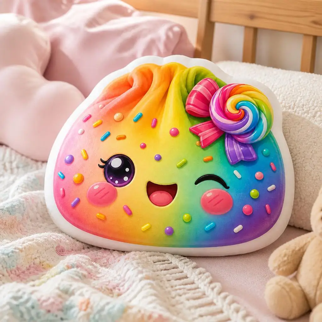 Rainbow Lollipop Dumpling Candy Dessert Plush Pillow Cushion Funny Stuffed Throw Pillow Home Decor Gift Sofa Bed