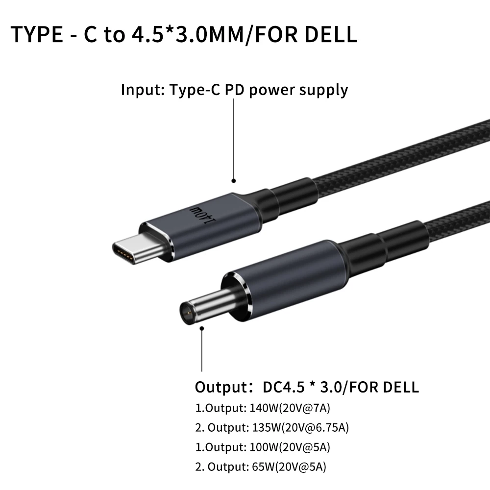 140 واط USB C PD إلى تيار مستمر كابل شاحن الكمبيوتر المحمول العالمي ل Asus ديل Hp Type-C إلى 5.5X2.5 4.5X3.0 مللي متر تيار مستمر محول الطاقة محول 28V7A #4