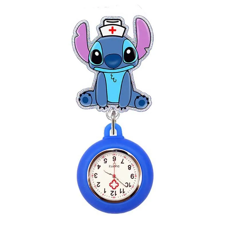 Glitter Acrylic Hospital Acrylic Cute Stitch Nurse Doctor Alligator Clip Pocket Watches Medical Hang Clock Gift