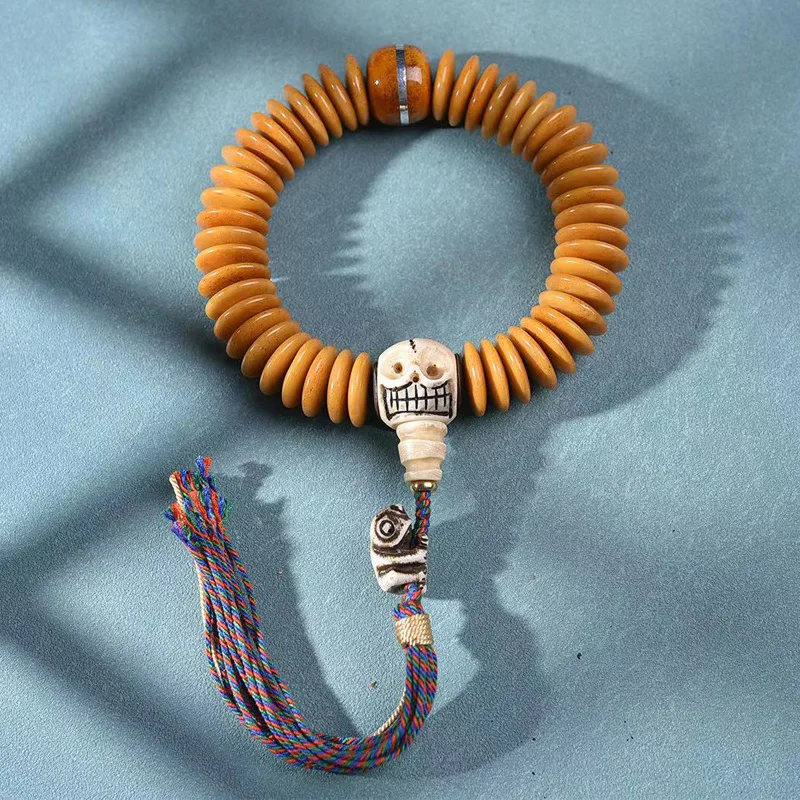 

Натуральные бусины в виде костяной таблетки, одинарный круг, тибетский резной браслет a Dai с тремя аксессуарами