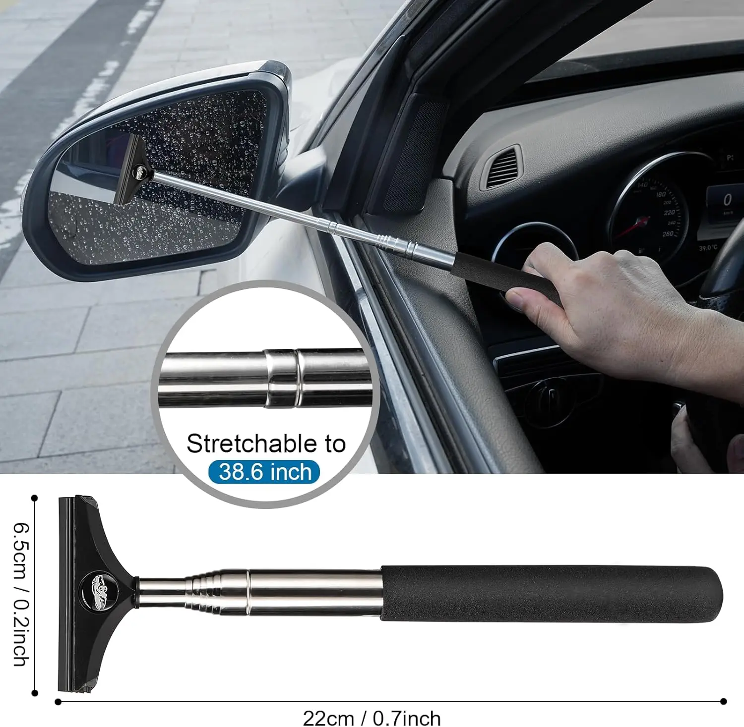 Side  Squeegee + Car Cleaning Brush, 2PCS Small Car Tools , Car  for Women Men Teens, New Car Must Haves Things, Car Truck Winds