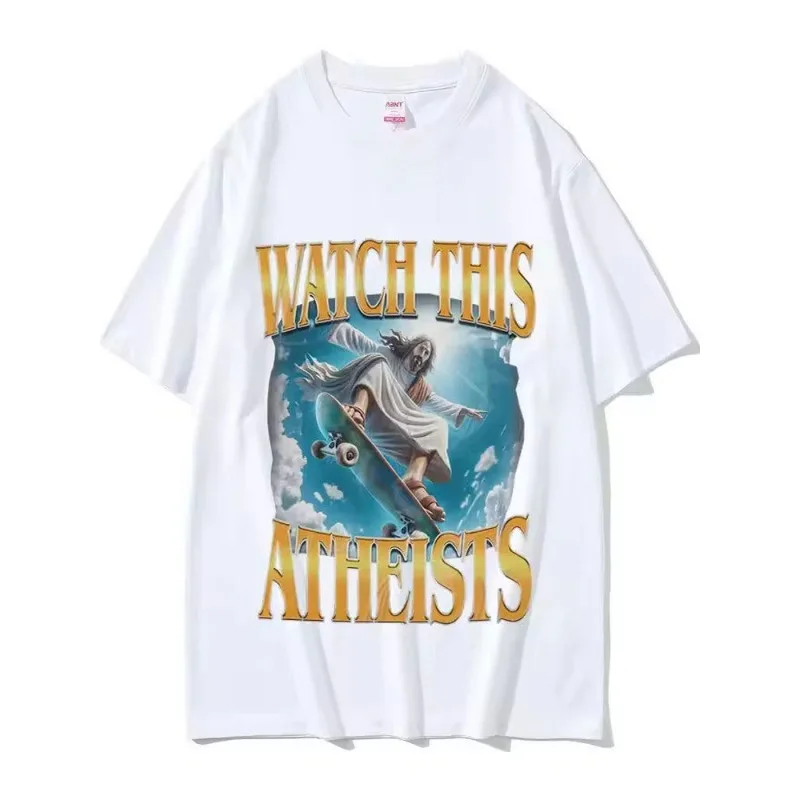 2026 Take A Look At This Interesting Atheist Jesus Skateboarding Meme T-shirt It's A Fashionable Casual Comfortable T-shirt Tops