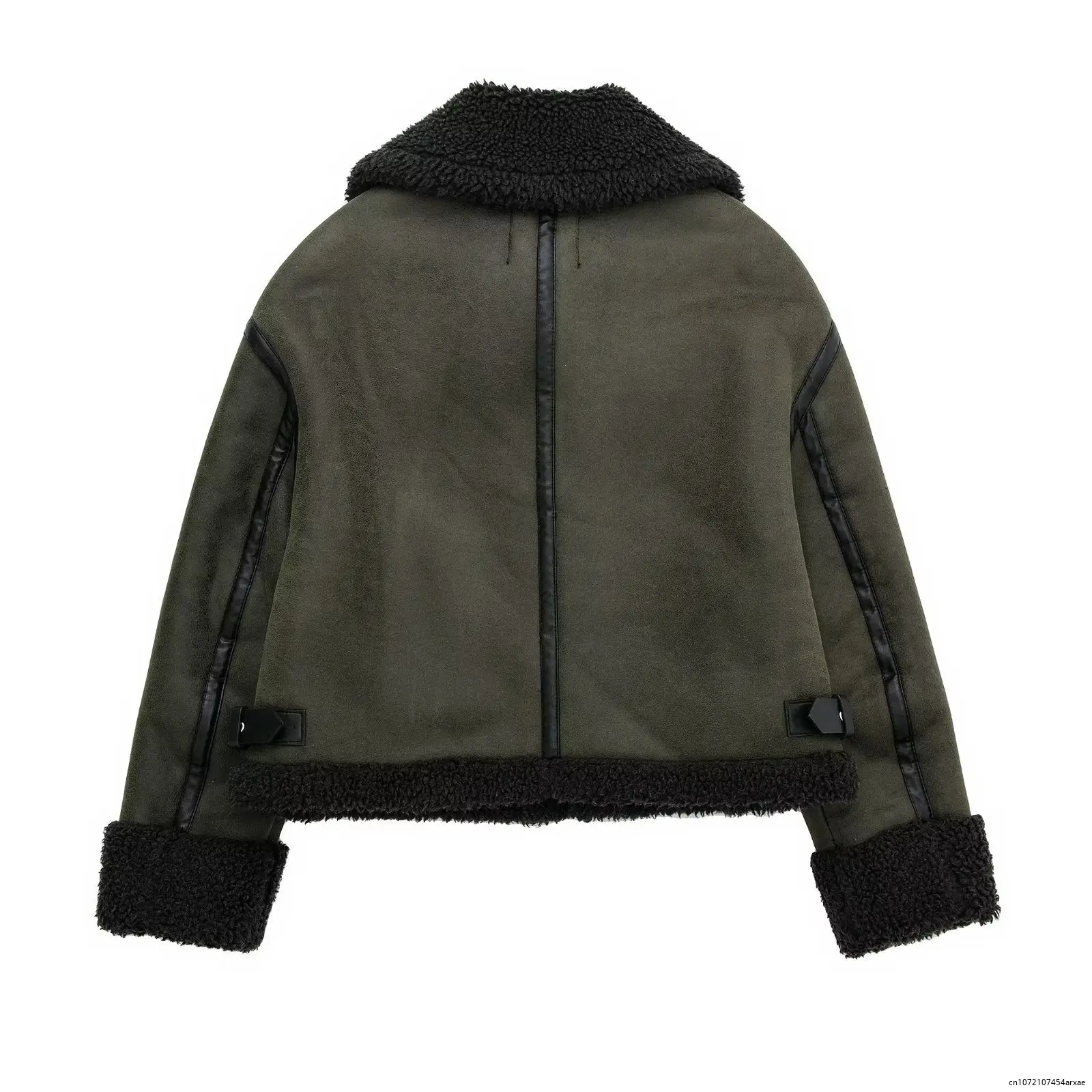 Imagem -03 - Jaqueta de Motocicleta Quente do Falso Shearling Feminino Cabolsa Vintage Manga Comprida Zíper Cabolsas Femininos Tops Chiques Grossos Inverno