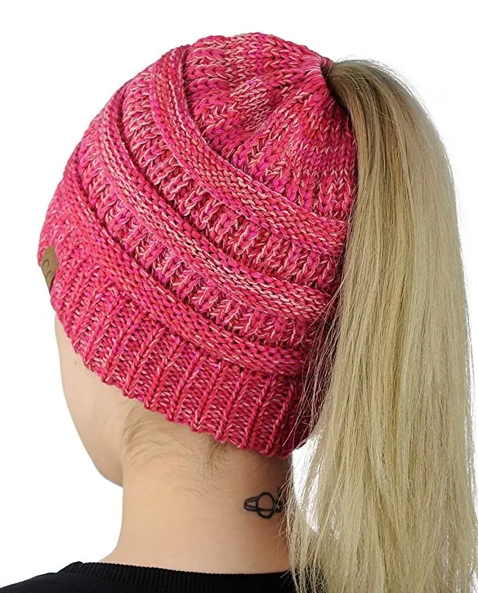 

New Europe and The United States Popular Knitting Ponytail Hat Women's Fashion Hat Wool Head Cover