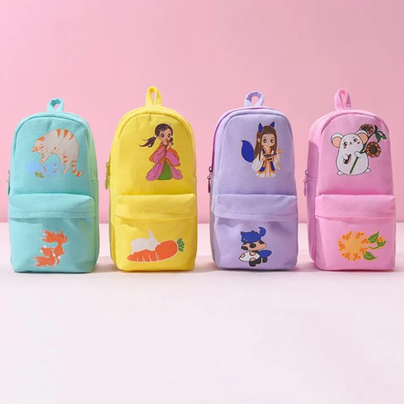 

4 pcs/lot Creative Cat Boy Girl Schoolbag Pencil Case Cute Pencil bag box Stationery Pen Pouch Office School Supplies