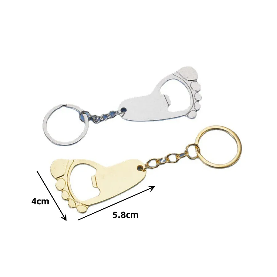 1/2Pcs Foot Shaped Metal Beer Bottle Opener Keychain Aluminum Alloy Beer Bottle Opener Keychain Beverage Bottle Open Tool