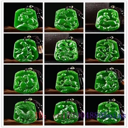 Chinese Zodiac Jade Pendant Necklace Chinese Men Jewelry Jadeite Carved Green Charm Fashion Gifts Amulet Natural Women
