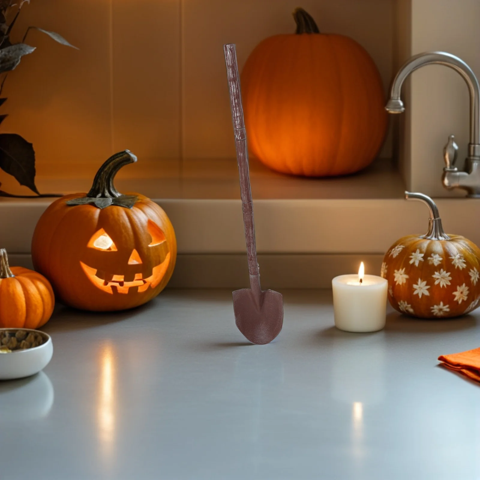 할로윈 의상 소품 묘지 도구 가짜 플라스틱 분리형 삽 코스프레 액세서리 짙은 갈색 유령의 집 장식