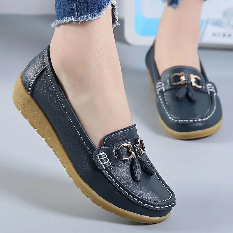 Sepatu Slip On pantofel balet wanita, sneaker kasual mokasin sepatu datar kasual untuk wanita