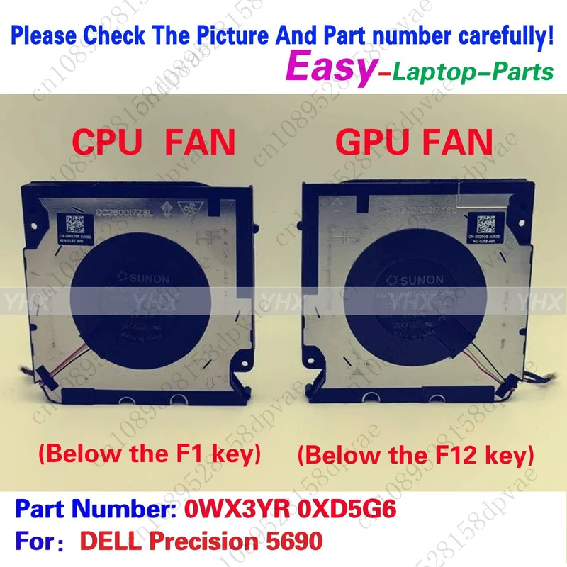 

GYX New For DELL Precision 5690 COOLING FAN R+L 0WX3YR 0XD5G6