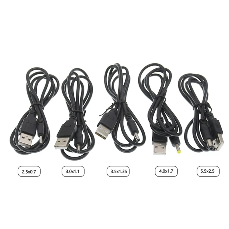 USB Male to 3.0x1.1mm 2.5x0.7mm 4.0x1.7mm 5.5x2.5mm DC Barrel Jack Power Cable AC Plug Transfer Connector Charger