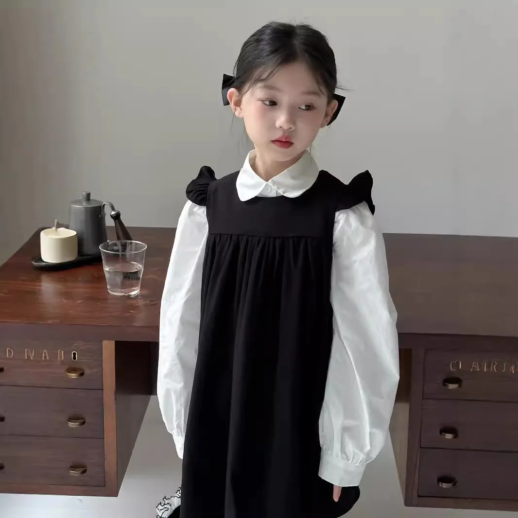 女の子用2点セット - ノースリーブシャツ＆ピナフォアドレス、幼稚園の普段着に最適な幼児用プリンセス衣装、子供服女の子用