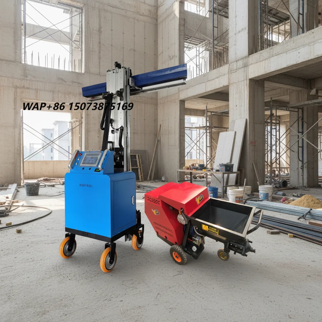 CE Certified Mortar Spraying Machine Automatic Wall Plastering Spraying Cement Mortar Spray Machine with Concrete Pump