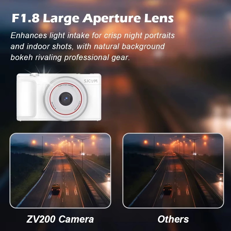 كاميرا تسجيل فيديو SJCAM ZV200 5K/80MP |   استقرار ذو 6 محاور |   شاشة تعمل باللمس قابلة للدوران |   f/1.8 التركيز التلقائي |   المرشحات الاحترافية