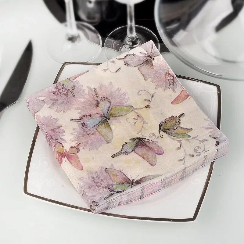 20Pcs/Bag Napkins Paper Butterfly Decoupage Napkin Paper Tissue for Xmas Wedding Decor Party Table Supplies