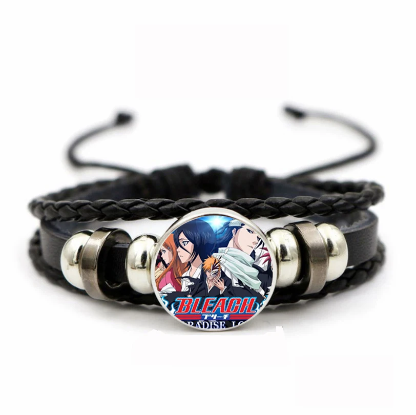 Teenager Adjustable Wristband Jewelry  Leather PU Woven Bracelet Time Gem Wristband   For Anime Bleach Braided Bangle