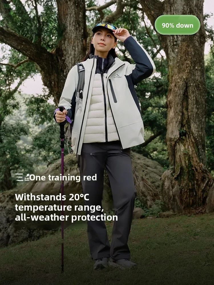 

Boysenberry Women's down Jacket Three-in-One Hiking Climbing Outdoor Windbreaker Reversible Padded Coat Warm City Casual