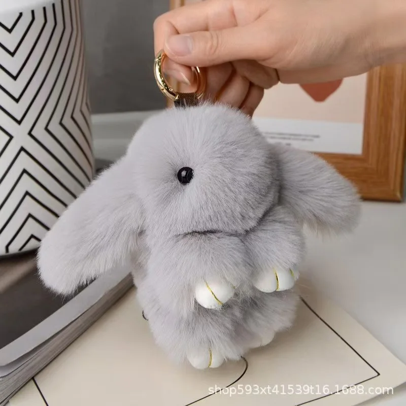 พวงกุญแจกระต่ายขนนุ่มสุดน่ารัก ของตกแต่งกระเป๋าขนกระต่ายเทียมสำหรับผู้หญิง จี้กระต่ายน่ารัก ของขวัญสำหรับกระเป๋าเป้สะพายหลังและกระเป๋าถือ