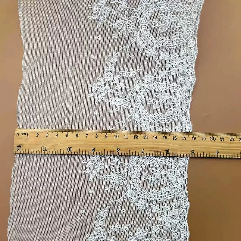 Wide Polyester Embroidered Sewing Ribbon, Guipure Lace Trim, Fabric Warp Knitting DIY Garment Accessories, Wedding Lace