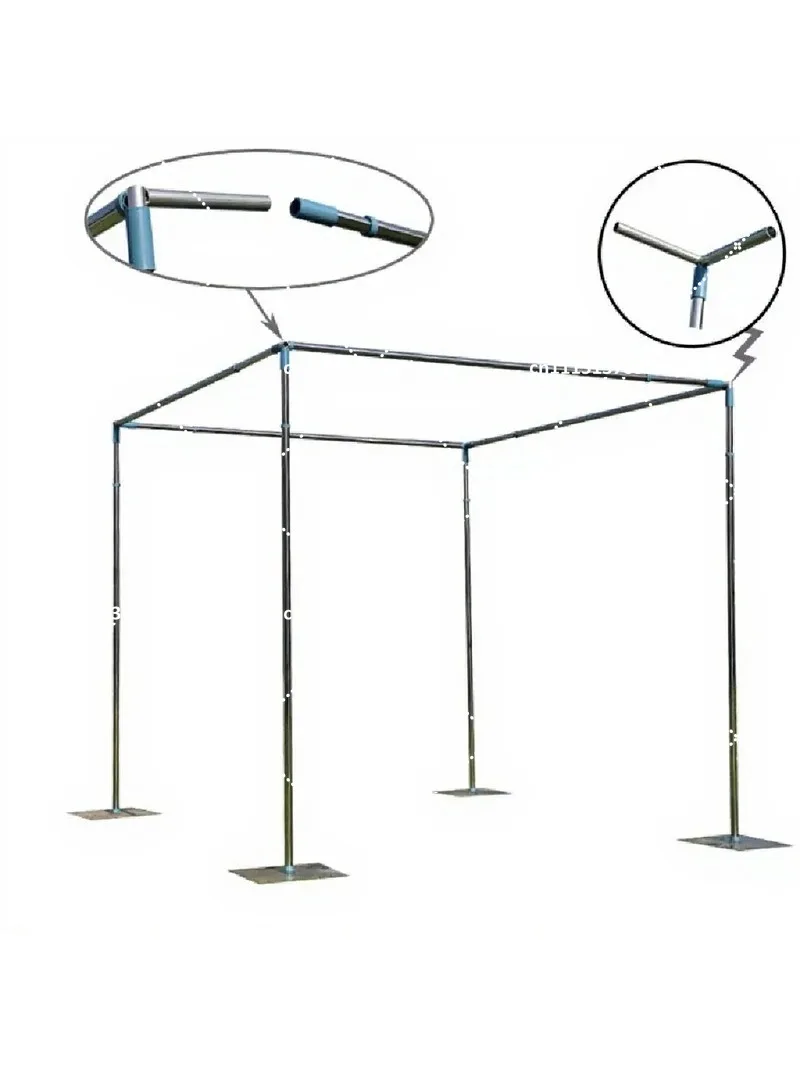 Adjustable Backdrop Stand for Wedding Party Stage Decor, Pipe & Drape Simple Four Corner Square Pavilion Kit