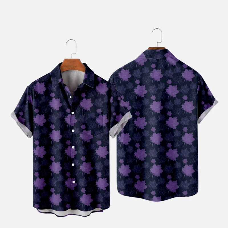 

Men's Hawaiian T-Shirt For Women Maple Leaf 3D Printed Y2K Hombre Fashion Shirt Casual Beach Oversized Clothes 1