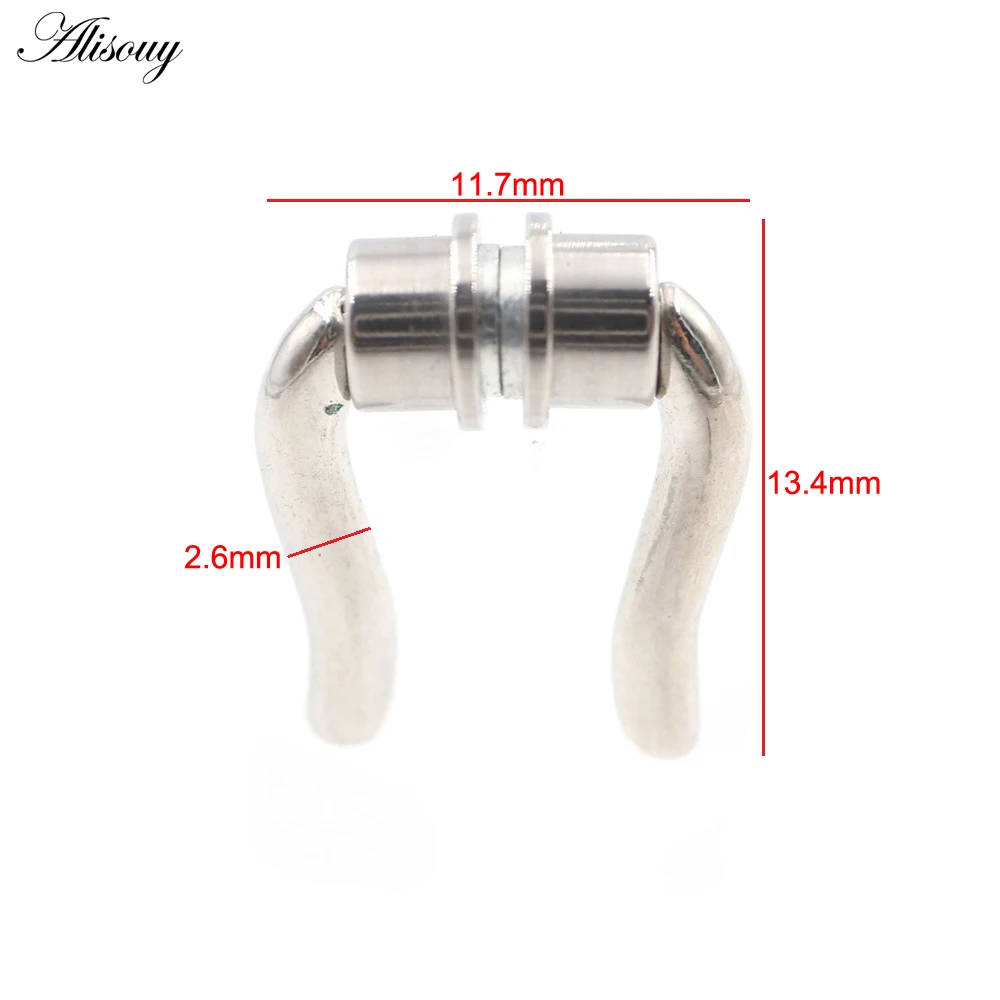 Alisouy 1PC Stainless Steel Snake Buffalo Horn Nose Ring Magnetic Ear Cartilage Septum Tragus Daith Non Piercing Body Jewelry