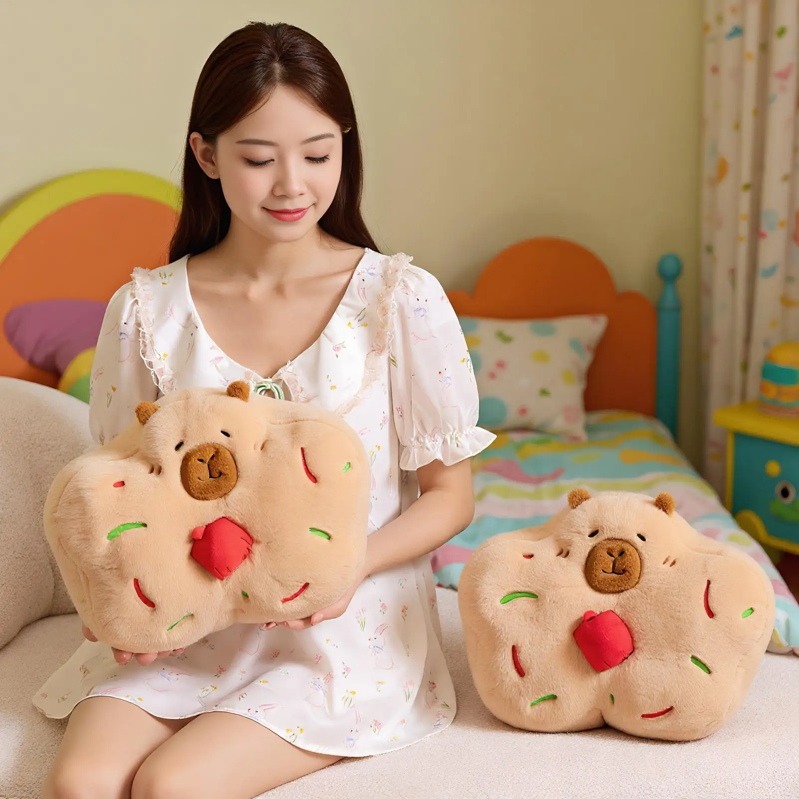 Capibara de peluche de juguete, galleta navideña, pan de jengibre, capibara, juguete de peluche de 13,8 pulgadas, figura suave, muñeca para coche, adultos, niñas, niños