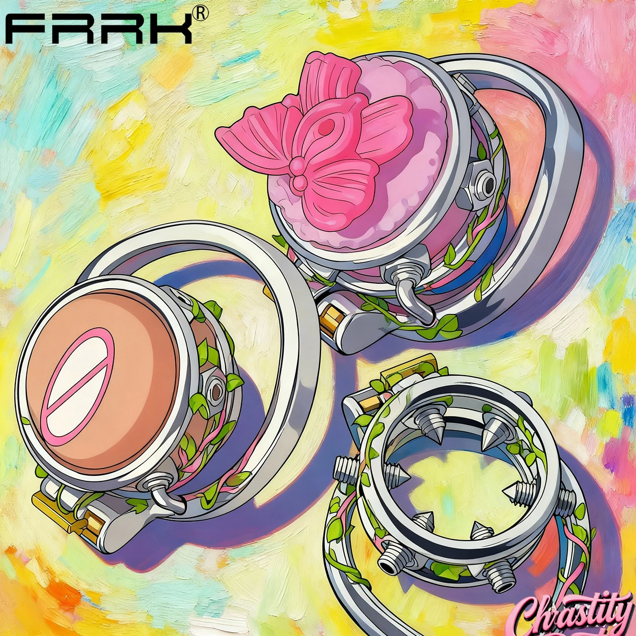 FRRK المثيرة ذكر العفة قفص مع سيليكون البظر مجرى البول ، Sexi Shoop للرجل الوثن فراشة الديكور إرفاق قفص الديك #1