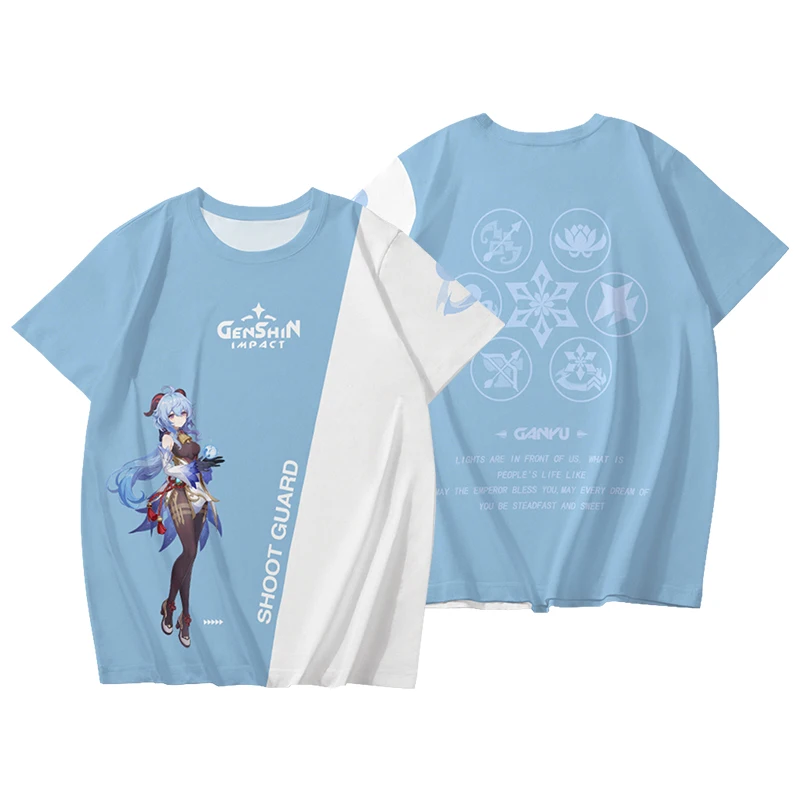 Ganyu Genshin Impact Cosplay T-shirts 2025 Popular Kid Anime Tees Casual 3D Print Unisex Streetwear Summer New Men Women Y2k Top