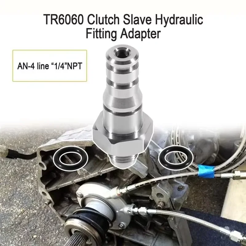 AEF2-For GM LS LSX TR6060 Clutch Slave Cylinder Hydraulic Line Adapter Fitting An-4 Line 1/4Inch NPT TREMEC SWAP SS