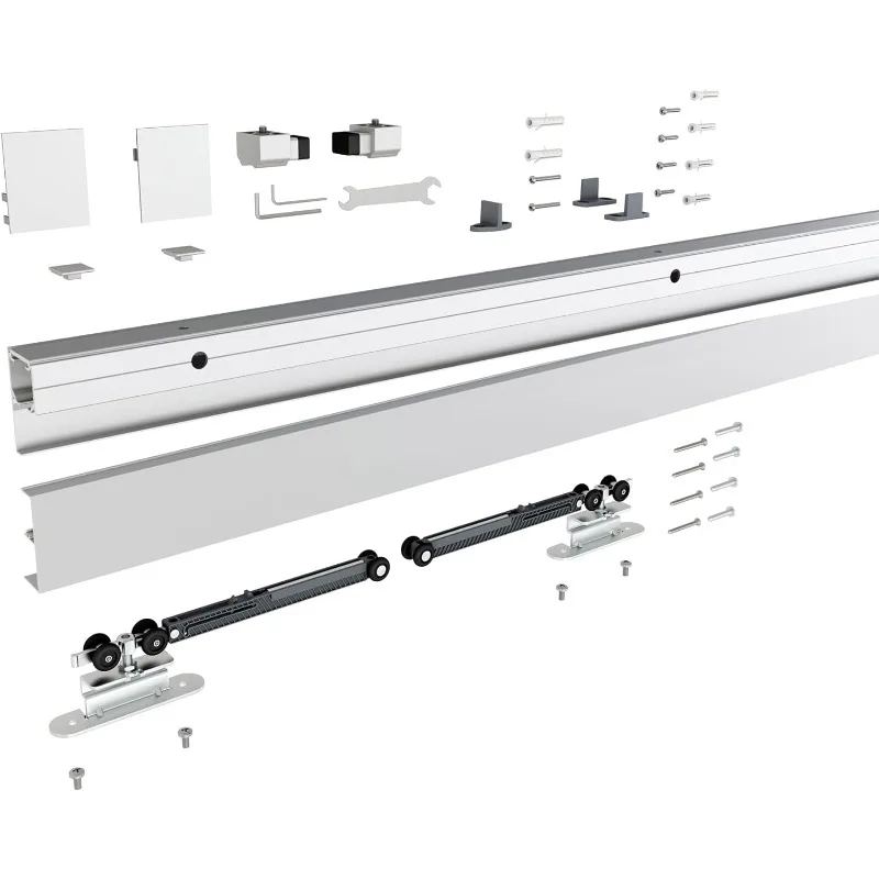 

6FT Sliding Barn Door Track Kit, Aluminium Box Rail Wall Mounted Hidden Barn Door Hardware Kit, for Various Modern Doors,