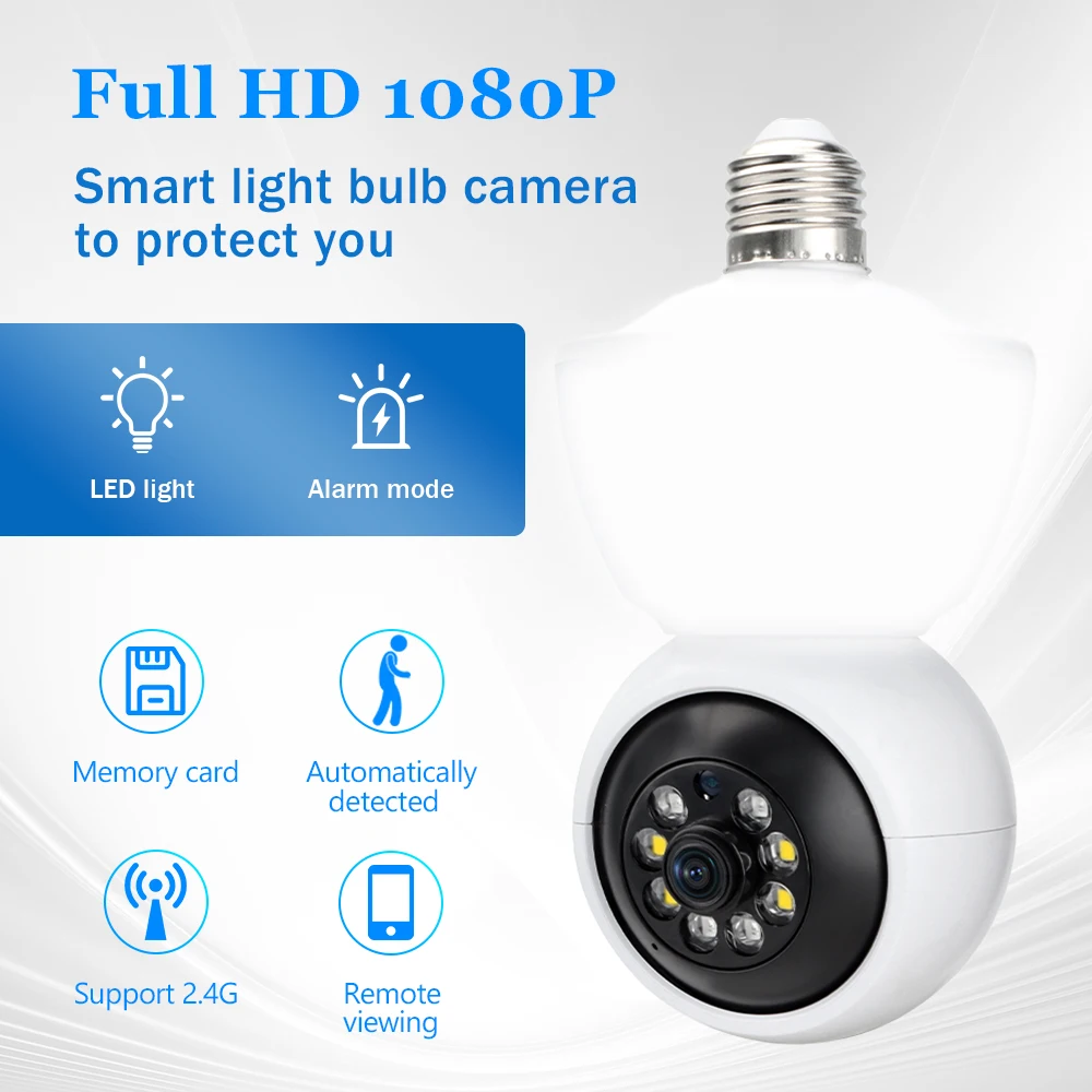 5MP 2.4G Wifi IP Bulb Surveillance Camera Night Vision Wireless Home Cameras CCTV Video Security Protection Baby Mini Cam