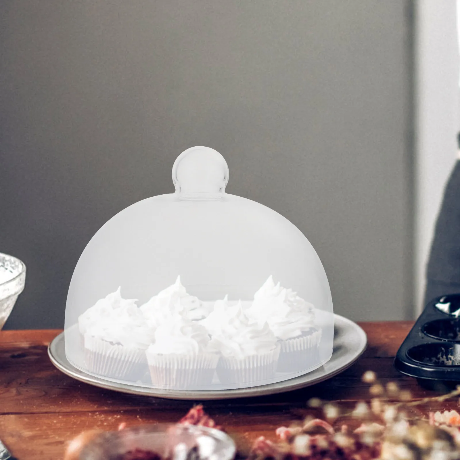 

Premium Glass Cupcake Cover Transparent Food Dome for Dessert Snack Protection Birthday Party Banquet Home Kitchen