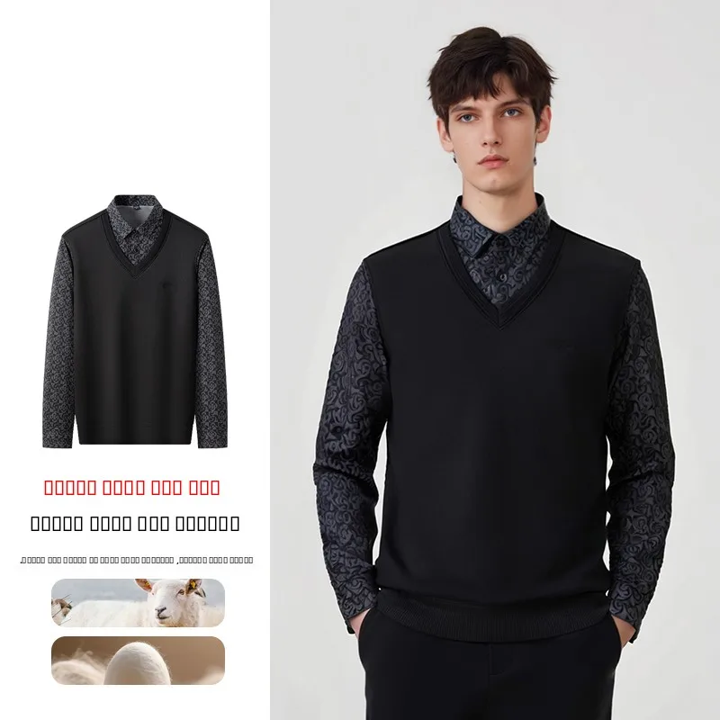 

Смачный удобный мужской вязаный свитер на подкладке, приятный для кожи, весна-осень, новый Sle от Sang Fly, полиэфирное волокно