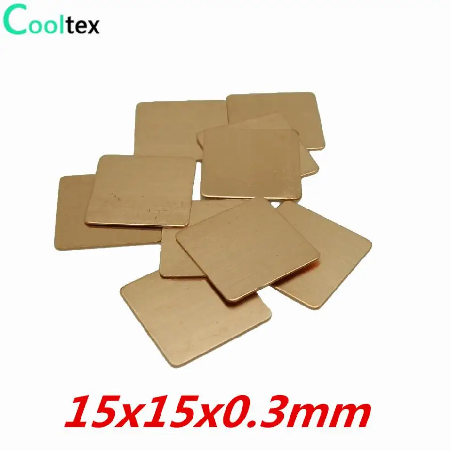 

20pcs/lot 15x15x0.3mm DIY Copper Heat Sink Shim Heatsink Sheet Thermal Pad For Laptop GPU CPU VGA Chip RAM